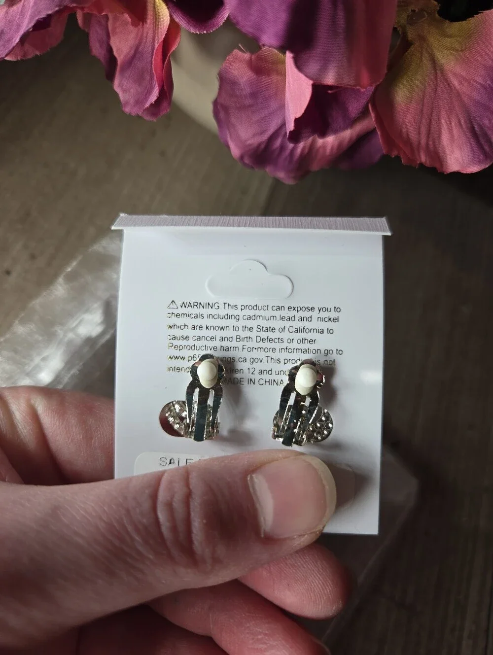 NWT Chloe Accessory Double Circle Silver Crystal Clip-On Earrings Women's